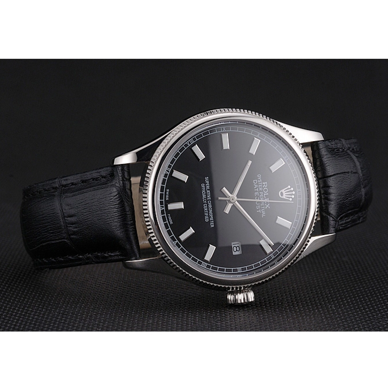 Aaa replica watch Stainless Swiss And Bracelet Rolex Black Datejust Steel Case Dial 0706
